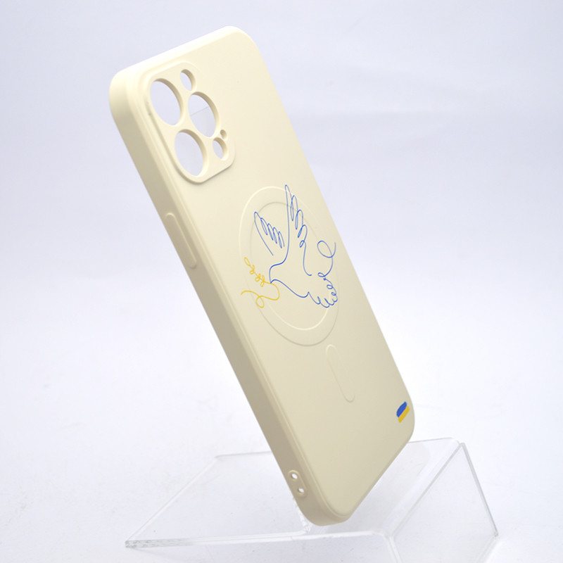 Чехол з патріотичним малюнком Silicone Case Wave Print з MagSafe для iPhone 12 Pro Max Dove of peace Білий, фото 2