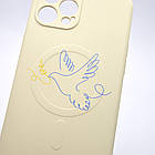 Чехол з патріотичним малюнком Silicone Case Wave Print з MagSafe для iPhone 12 Pro Max Dove of peace Білий, фото 6