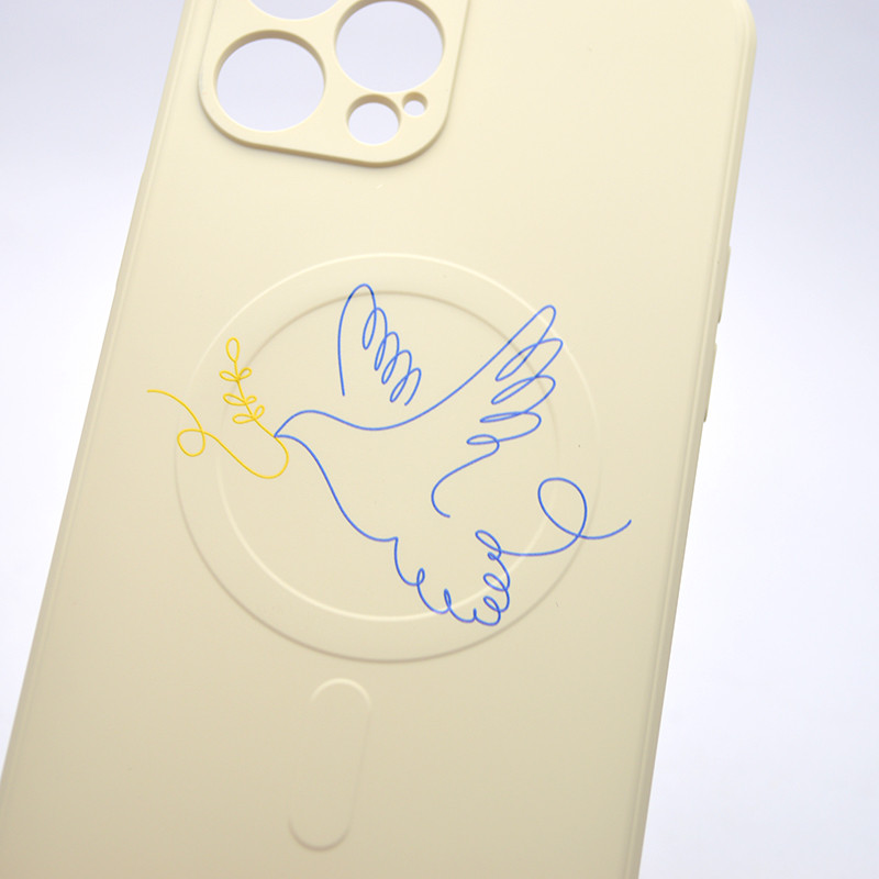 Чехол з патріотичним малюнком Silicone Case Wave Print з MagSafe для iPhone 12 Pro Max Dove of peace Білий, фото 6