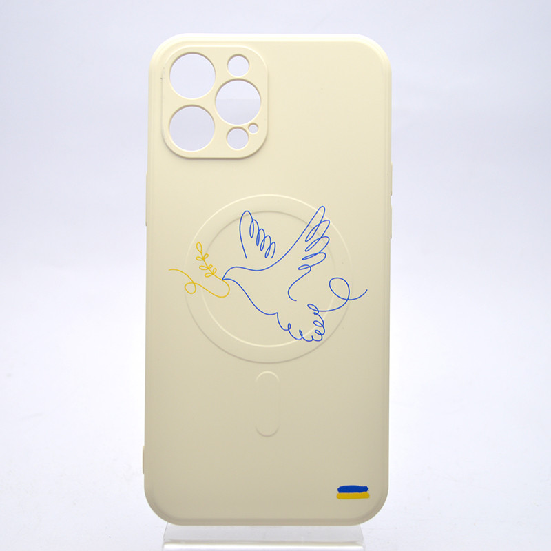 Чехол з патріотичним малюнком Silicone Case Wave Print з MagSafe для iPhone 12 Pro Max Dove of peace Білий, фото 1