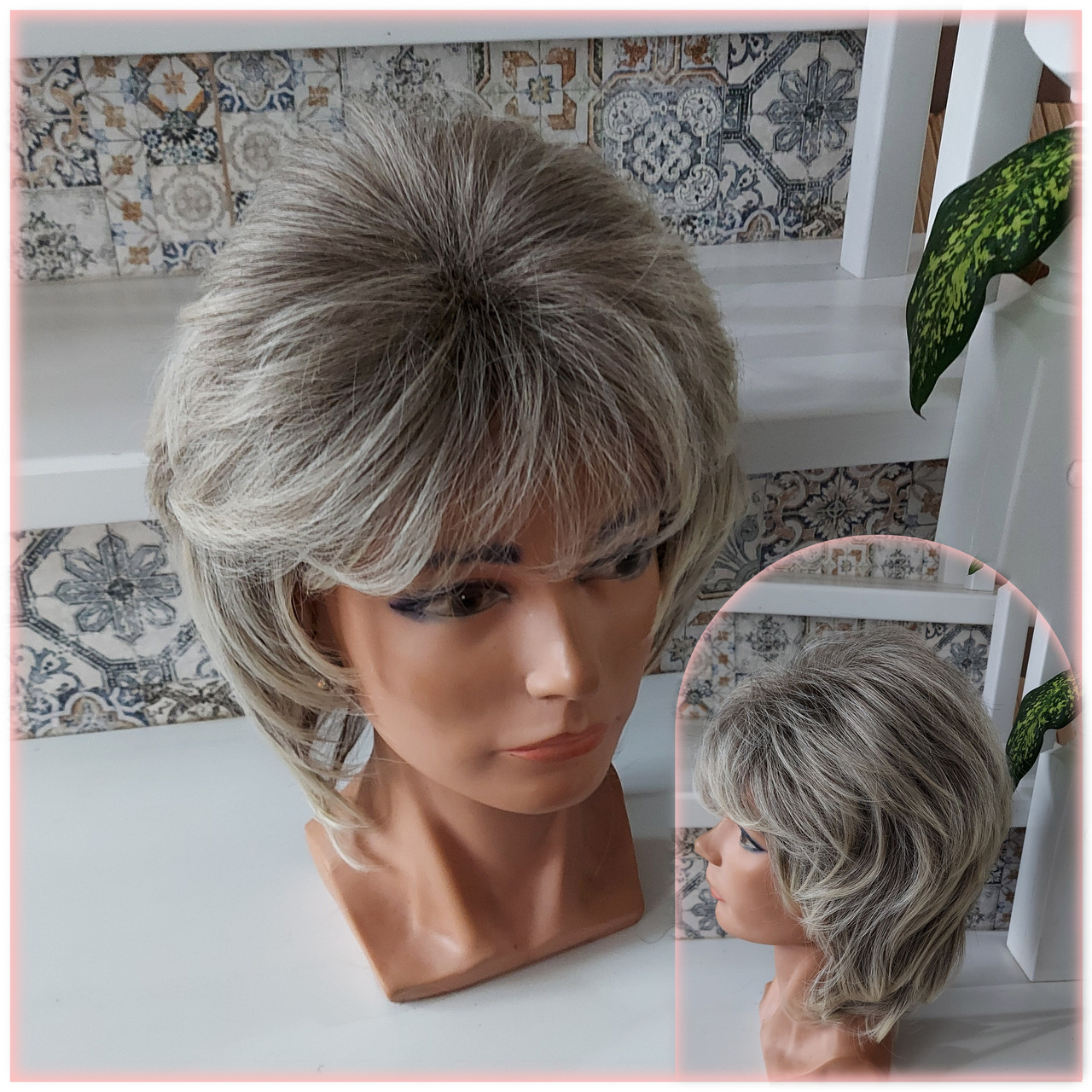 Перука каскад з термоволокна платіново-русявий омбре 7016-R10/26, фото 1