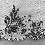 Ажурне мереживо вишивка на сітці: білого кольору сітка, чорна нитка, ширина 18 см, фото 8