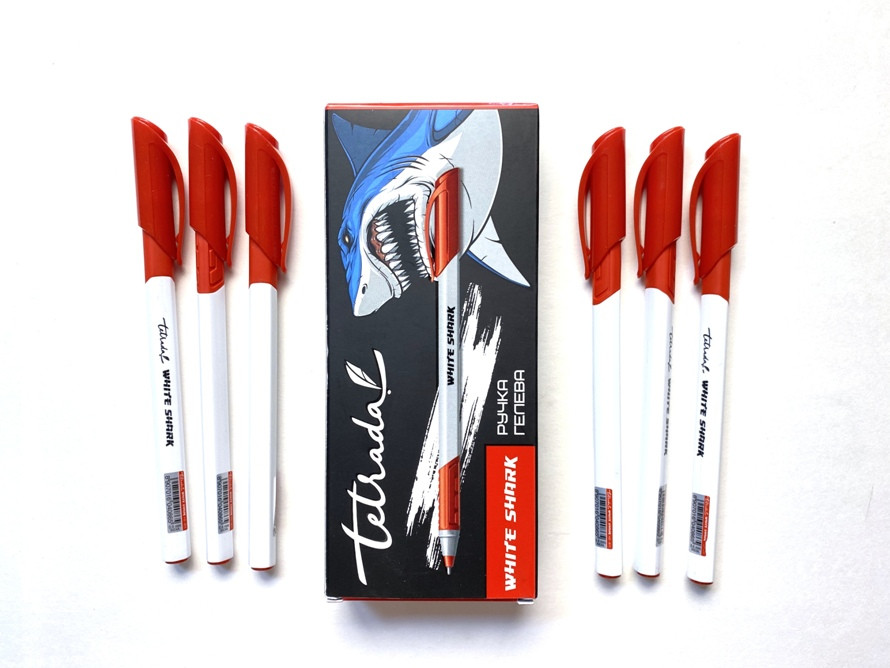 Ручка гелева Tetrada White Shark HG-811 0.6 мм (червона), фото 1