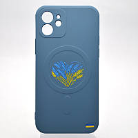 Чехол с патриотическим рисунком Silicone Case Wave Print с MagSafe для iPhone 13 Soul of Ukraine Deep Navy