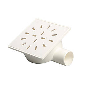 Трап горизонтальний з пластиковою решіткою 100*100мм, на 50 трубу з гідрозатвором