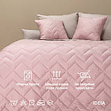 Покривало 220х240 см IDEIA стьобане двостороннє якісна стібка мікрофібра пудра сіре на ліжко, диван, фото 4