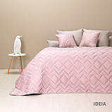 Покривало 240х260 см IDEIA стьобане двостороннє якісна стібка мікрофібра пудра сіре на ліжко, диван, фото 9