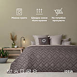 Покривало 240х260 см IDEIA стьобане двостороннє якісна стібка мікрофібра на ліжко, диван шоколад беж, фото 4