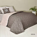 Покривало 240х260 см IDEIA стьобане двостороннє якісна стібка мікрофібра на ліжко, диван шоколад беж, фото 10