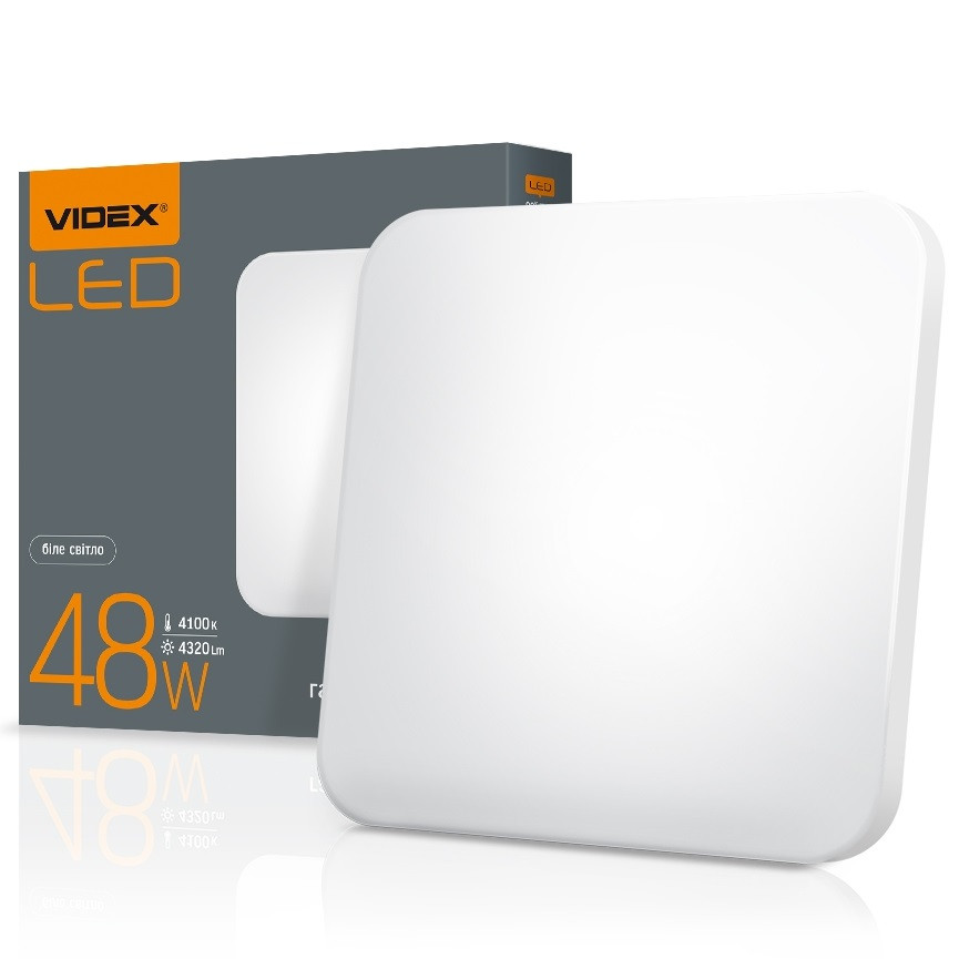 LED світильник настінно-стельовий квадрат VIDEX 48W 4100K Матовий
