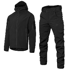Військовий штормовий вітро-вологозахисний костюм Softshell Gen.I (Чорний) S