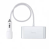 Трійник в прикурювач HOCO Z13 (3 порти + 2USB/A 2.1) Silver, фото 4