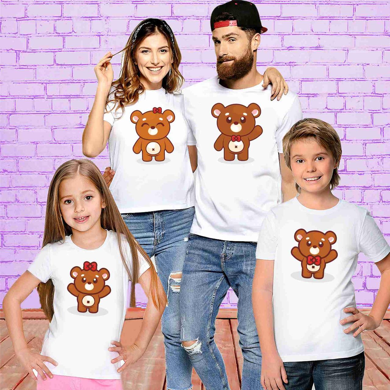 Футболки Белые Фэмили Лук Family Look для Всей Семьи "Семья Медведей ...