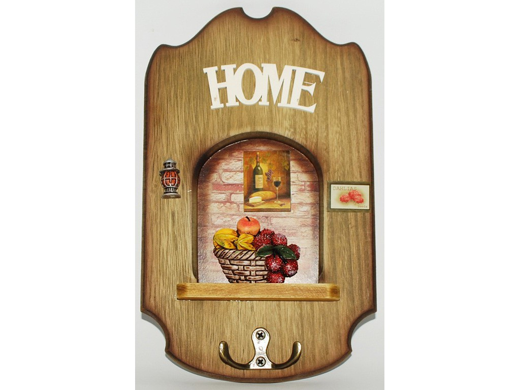 💚Дерев'яна ключниця з 2 гачками (25 x 17 см), фото 1