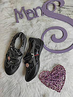 Дитячі туфлі Ytop для дівчинки шкіряні чорні мокасини Розмір 32