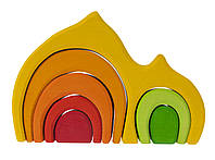 Nic Wooden blocks - Gable house (yellow)