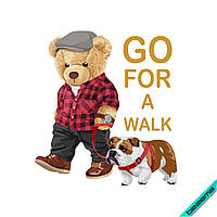 Термоаплікація Ведмідь на прогулянці з фразою Go for a walk