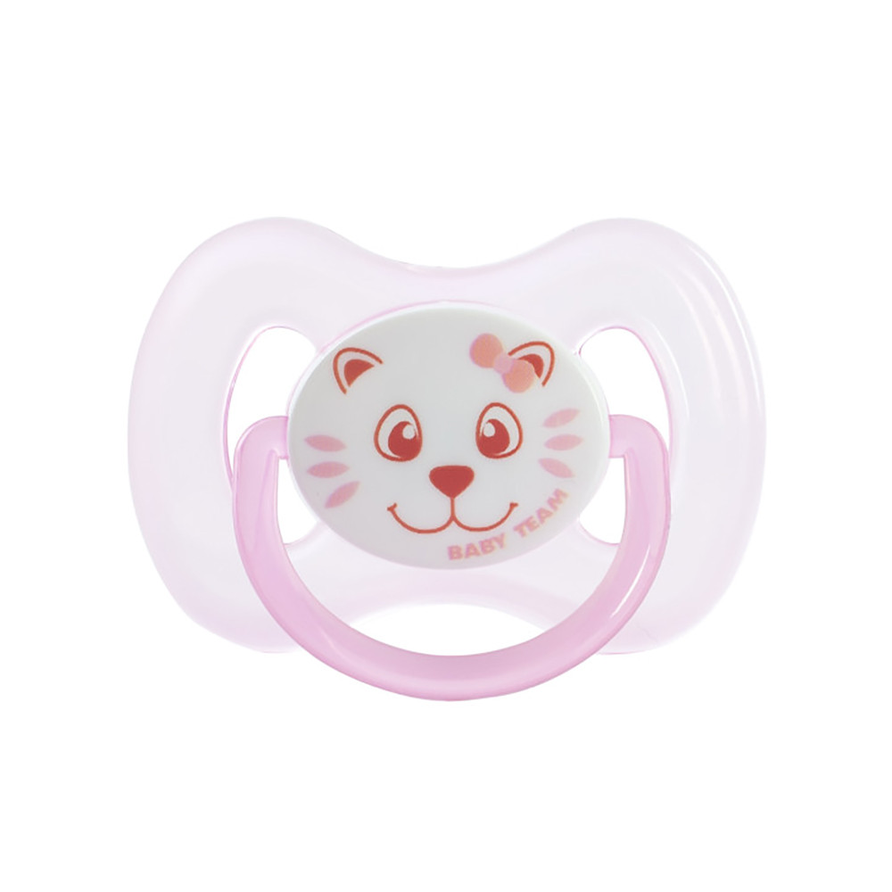 Пустушка силіконова вишнеподібної форми рожева Baby Team 0+ (4824428030038)