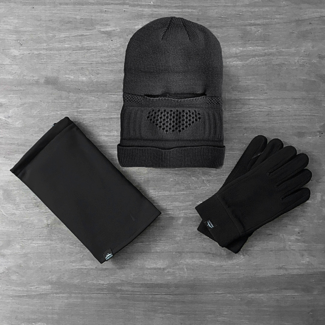 Комплект тактична шапка + рукавички + баф (хомут) теплий зимовий 3в1. Живе фото, фото 1