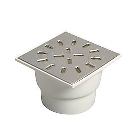 Трап для душу вертикальный D110, з нерж. решіткою 150*150мм, з гідрозатвором