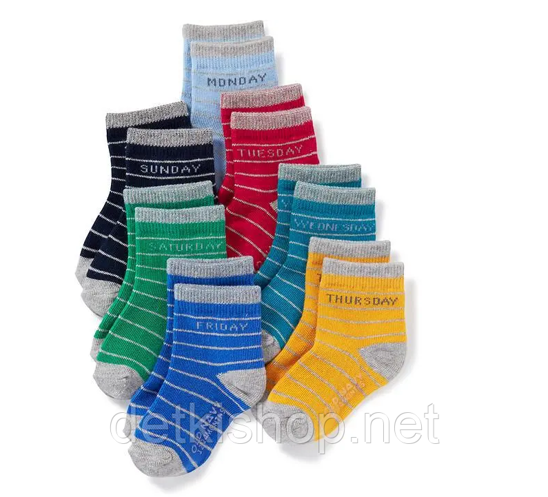 Шкарпетки для хлопчика тиждень, комплект із 7 пар Week Old Navy 6-12 міс. / 10-12 см.