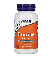 Таурин, Taurine, Now Foods, 500 мг, 100 капсул (NOW-00140)