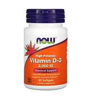 Витамин Д-3, Vitamin D-3, Now Foods, 2,000 МЕ, 30 гелевых капсул (NOW-00355)