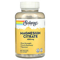 Магний цитрат, Magnesium Citrate, Solaray, 400 мг, 180 вегетарианских капсул (SOR-37402)