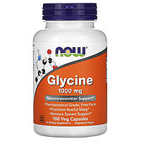 Глицин, Glycine, Now Foods, 1000 мг, 100 капсул (NOW-00107)