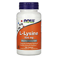 Лизин, L-Lysine, Now Foods, 500 мг, 100 таблеток (NOW-00100)