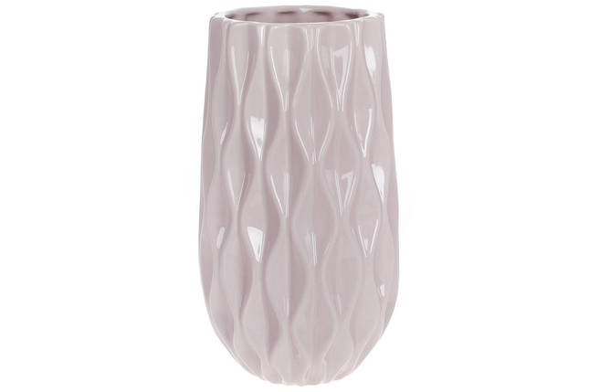 Ваза керамічна з об'ємним орнаментом, 16.4*16.4*30.2 см, колір — пудра (795-472), фото 1