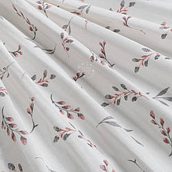 Муслін у квадратики "Сіро-бордові гілочки верби", ширина 160 см