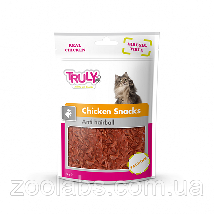 Ласощі для профілактики утворення шерстяних комків | Truly Chicken Snacks Anti Hairball 50 грам, фото 2