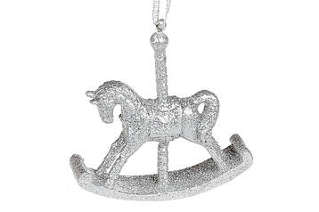 Набір (12 шт.) прикрас для ялинки Конячка 8*2*8 см, колір — срібло