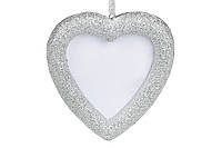 Набор (12шт.) украшений для ёлки Фоторамка сердце 9*8.5*1.5см, цвет - серебро