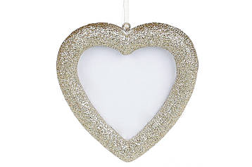 Набір (12 шт.) прикрас для ялинки Фоторамка серце 9*8.5*1.5 см, колір — шампань