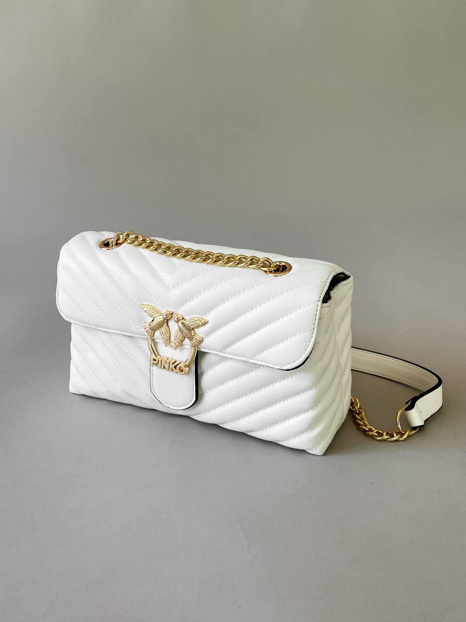 Сумочка Пінко Pinko Lady Love Bag Puff v Quilt White Gold, фото 1