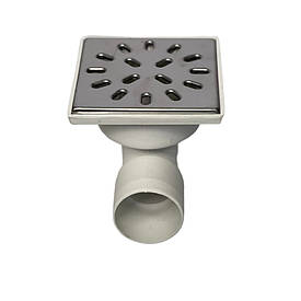 Душовий трап горизонтальний D50, 100*100мм решітка нерж. сталь, гідрозатвор