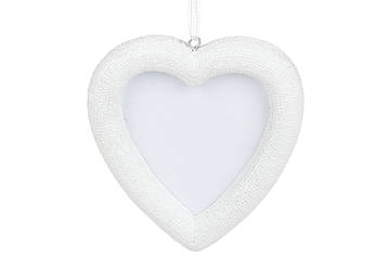 Набір (12 шт.) прикрас для ялинки Фоторамка серце 9*8.5*1.5 см, колір білий