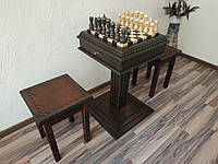 Шахматный стол Классический с 2мя ящиками для шахмат "Elegant Classic" и два табурета