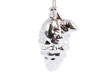 Набір (12 шт.) порцелянових прикрас для ялинки Шишка 5*4*9.5 см, колір — срібло