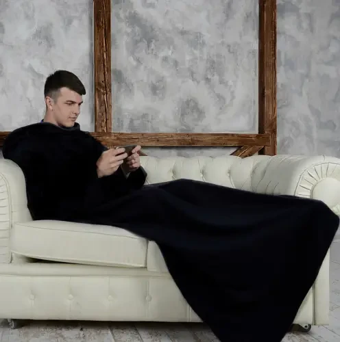Зігрівальна ковдра плед Snuggie халат із рукавами для читання, руплед снаггі теплий флісовий