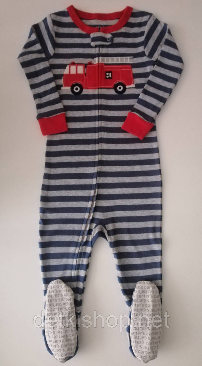 Бавовняний чоловічок пожежна машина на блискавці для хлопчика Carters