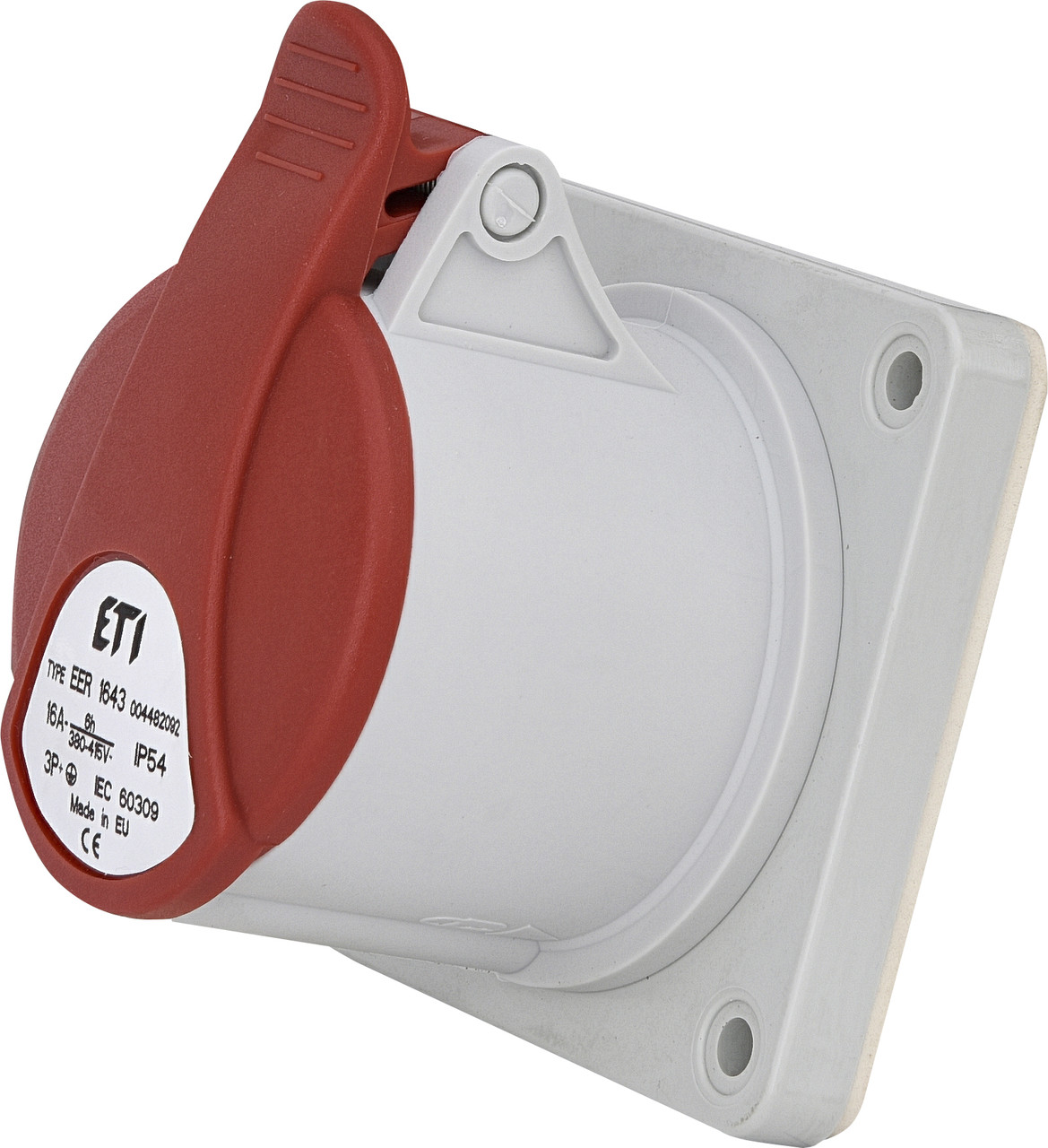 Розетка вбудована EER-1643 IP54 (16A, 400V, 3+PE) Schuko ETI 4482092, фото 1