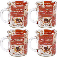 Стеклянная чашка с рисунками Cappuccino на 200 мл X3-08/ZB024 в упаковке 6 шт