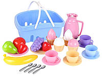 Корзина с посудой игрушечной пластиковой, ТехноК 7242 для детей от 3 лет, пакунок малюка
