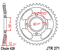 Звезда задняя 428H-49Т D58/90,GEON X-Road Light 200,LIFAN LF200-10L, Forte cba 250,JR200,LF175-10,(JTR271.50)