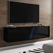 Тумба тв в сучасному стилі Slant 160 Accord, колір чорний / чорний глянець