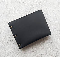 Мужской кожаный кошелек на заклепках, чрное кожаное мужское портмоне ручной работы в винтажном стиле