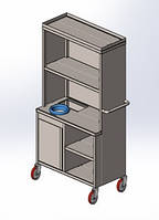 Тележка на колесах для грязной посуды. Для линии раздачи.